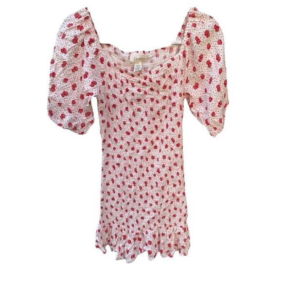 Jessica Simpson Smocked Strawberry Mini Flair Dress I Size: S - Picture 1 of 8